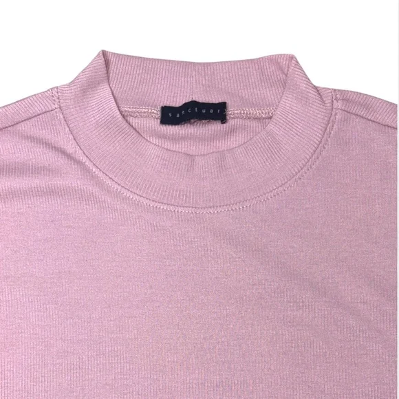 Sanctuary Cap Sleeve Ribbed Crossover T-Shirt In Misty Rose Pink Size XXS/XS - Picture 3 of 11